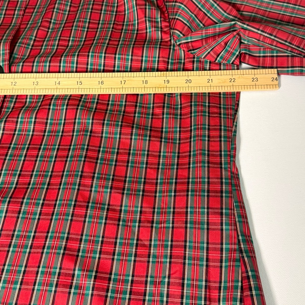 Foxcroft NYC Red Green Tartan Plaid Shirt 14 Wrinkle Free Holiday‎ - Picture 10 of 11